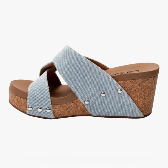 Corkys Denim Wedge Sandals New with box - Picture 3 of 6